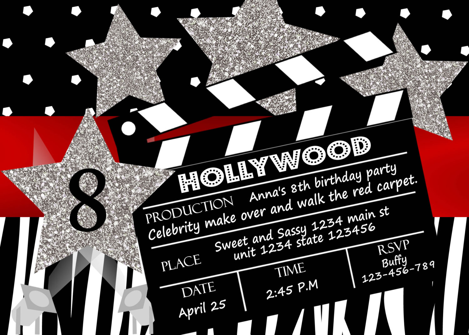 Hollywood Birthday Party Invitations
 Hollywood invitation Hollywood birthday party Makeover party