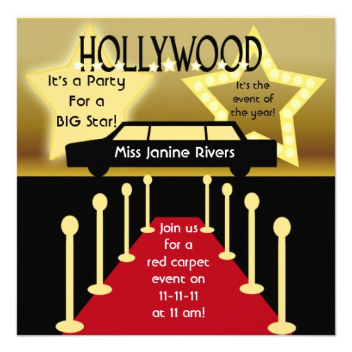 Hollywood Birthday Party Invitations
 Customised Hollywood Glamour Birthday Invitation 13 Cm X