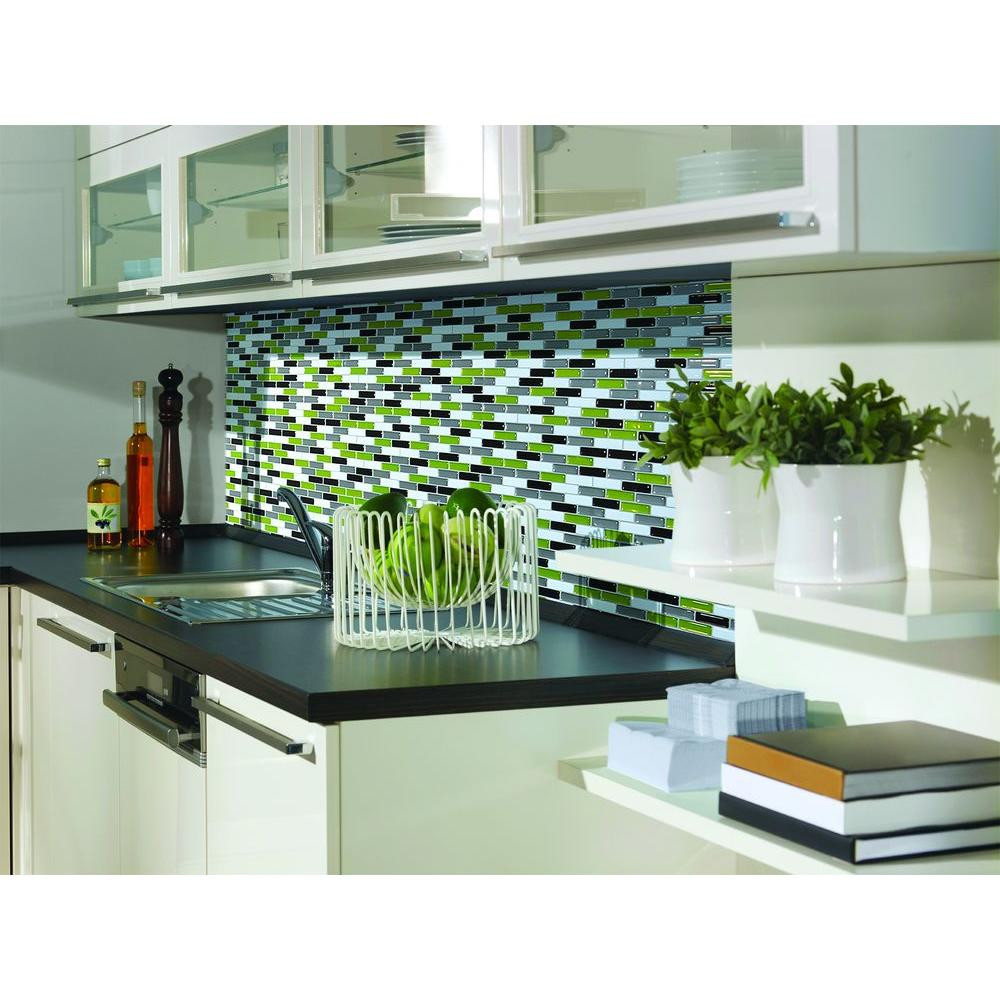 Home Depot Backsplash For Kitchen
 Smart Tiles Murano Verde 10 20 in W x 9 10 in H Peel and