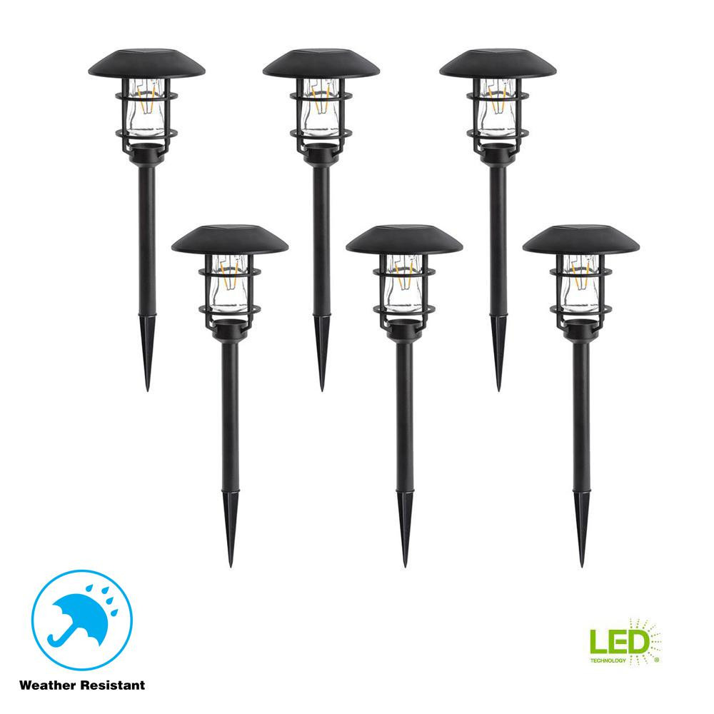 Home Depot Landscape Lighting
 Hampton Bay Solar Black Outdoor Landscape Pathlight with V