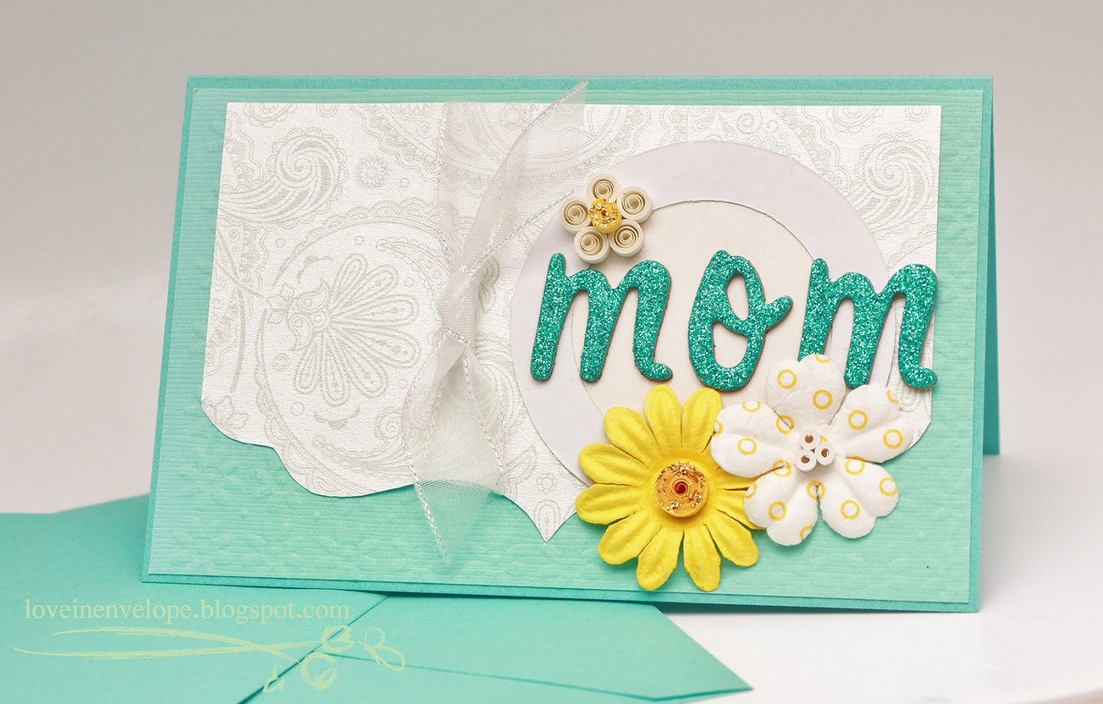 Homemade Birthday Cards For Mom
 Love in Envelope Tiffany Blue Quilling Handmade Card for Mom