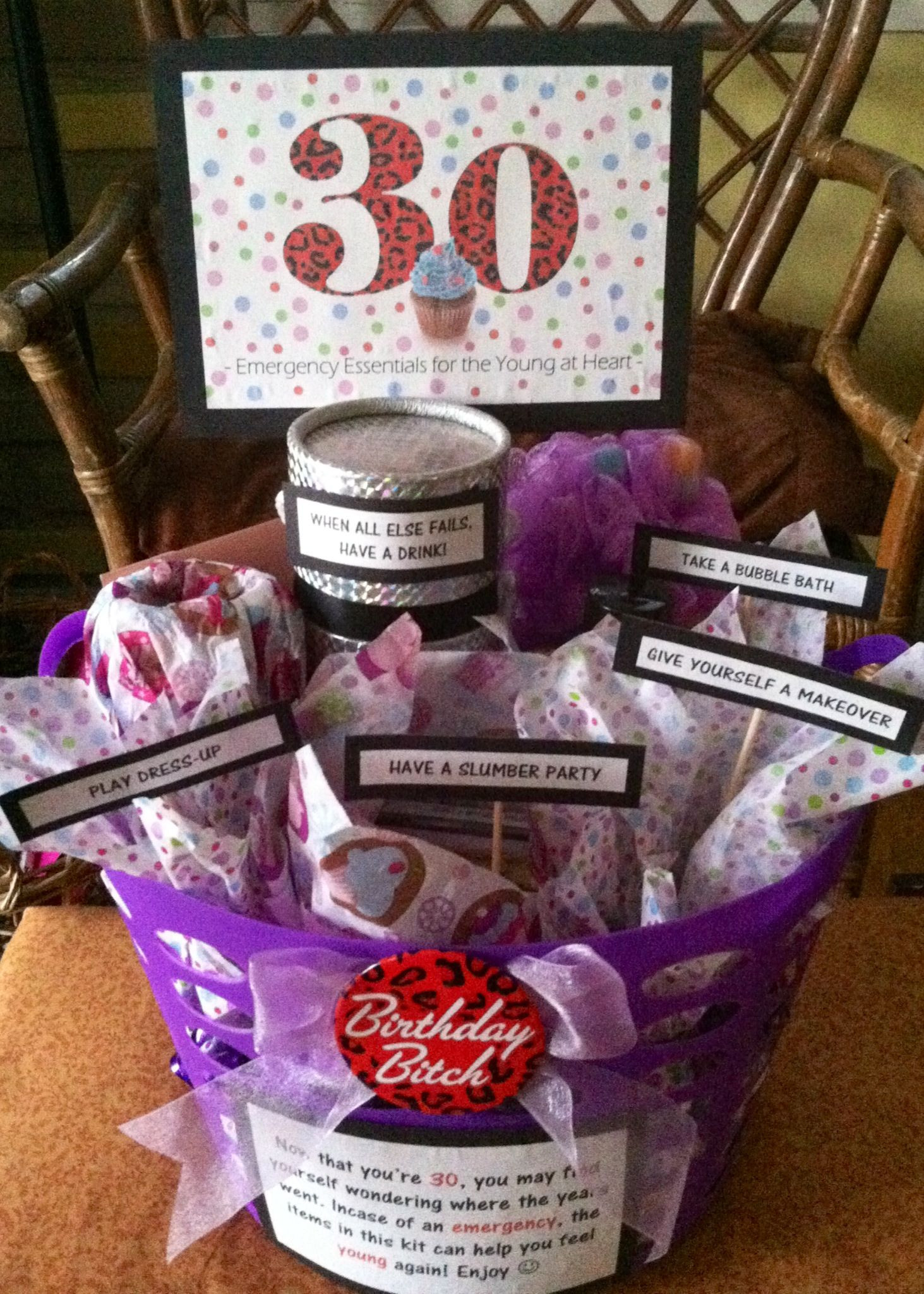 Homemade Birthday Gift Basket Ideas
 30th Birthday Gift Basket 5 ts in 1 Emergency