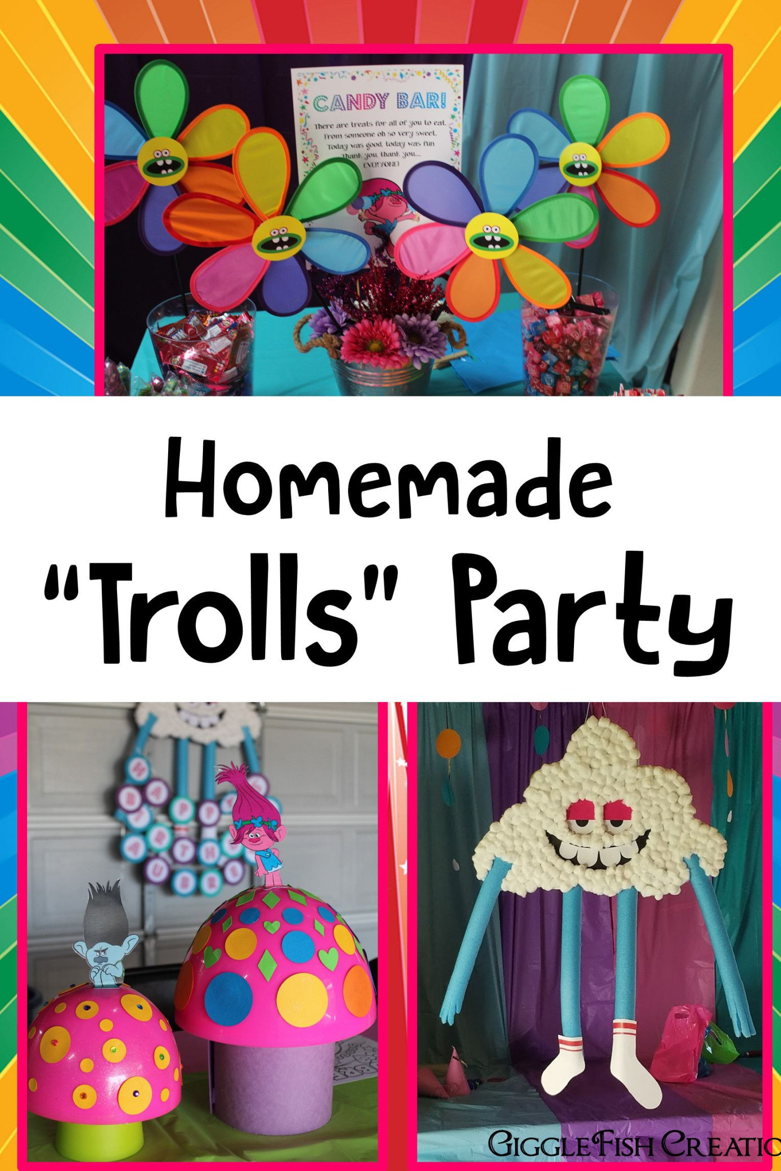 Homemade Birthday Party Decorations
 Poppy Trolls Birthday Party