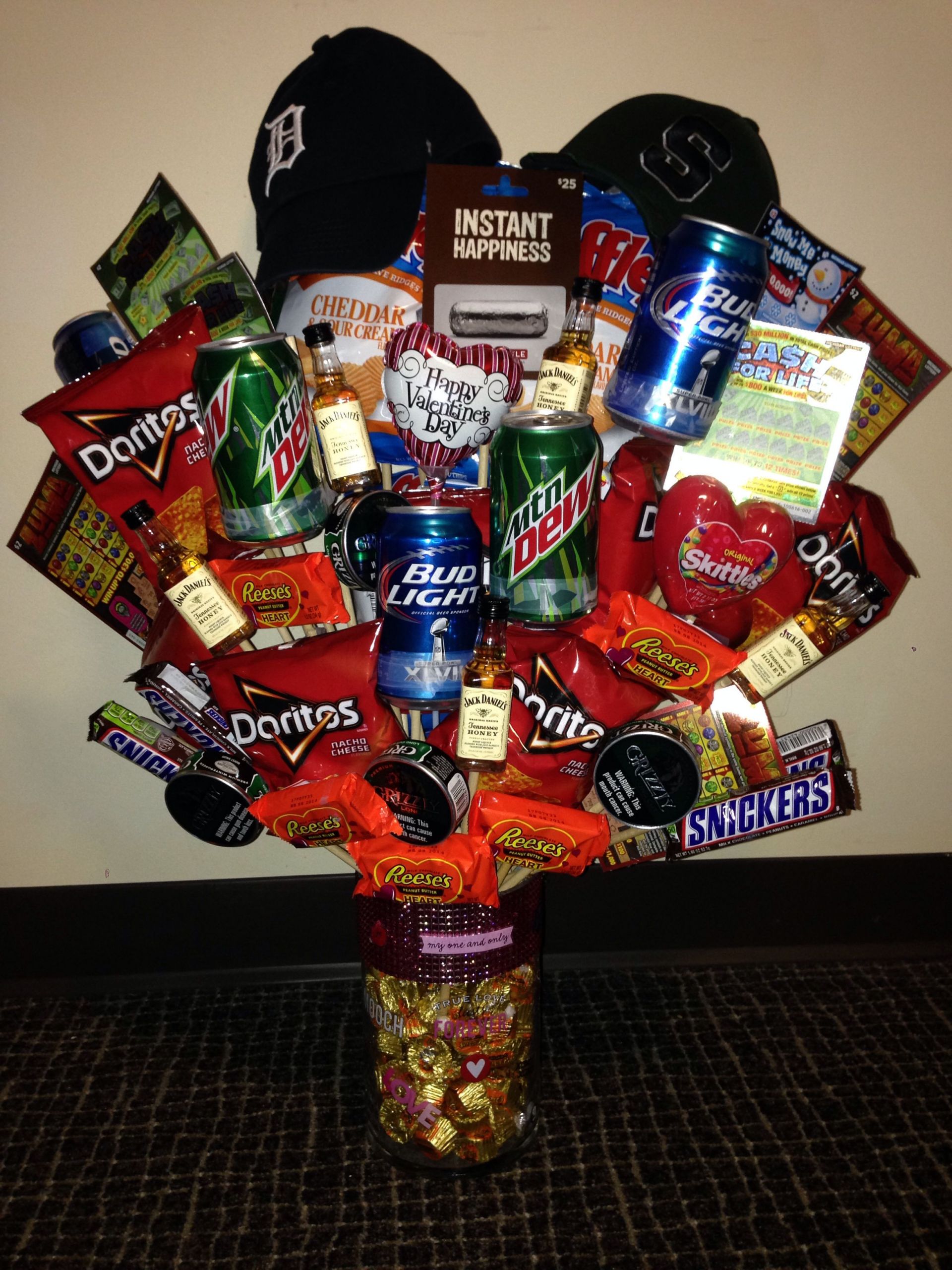 Homemade Gift Basket Ideas For Boyfriend
 Valentines bouquet for him Made this for my boyfriend on