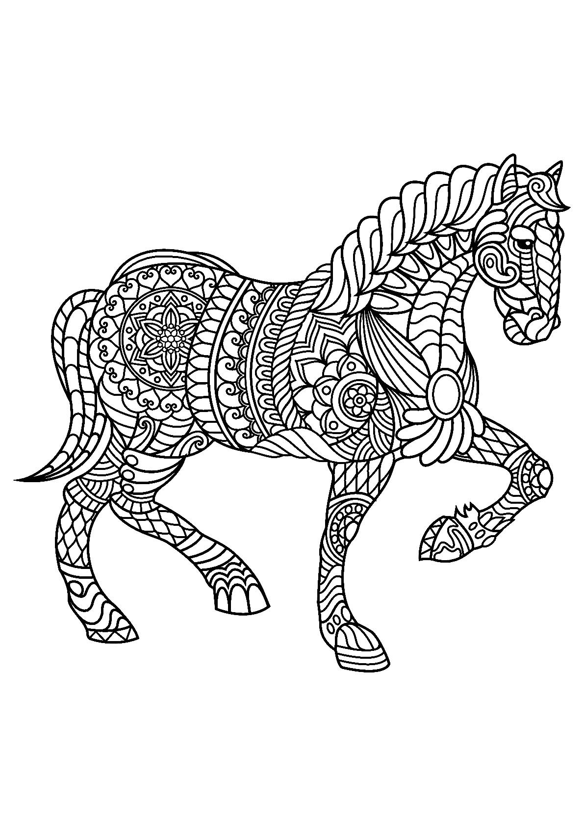 Horse Coloring Pages For Kids
 Horse free to color for children trotting horse Horses