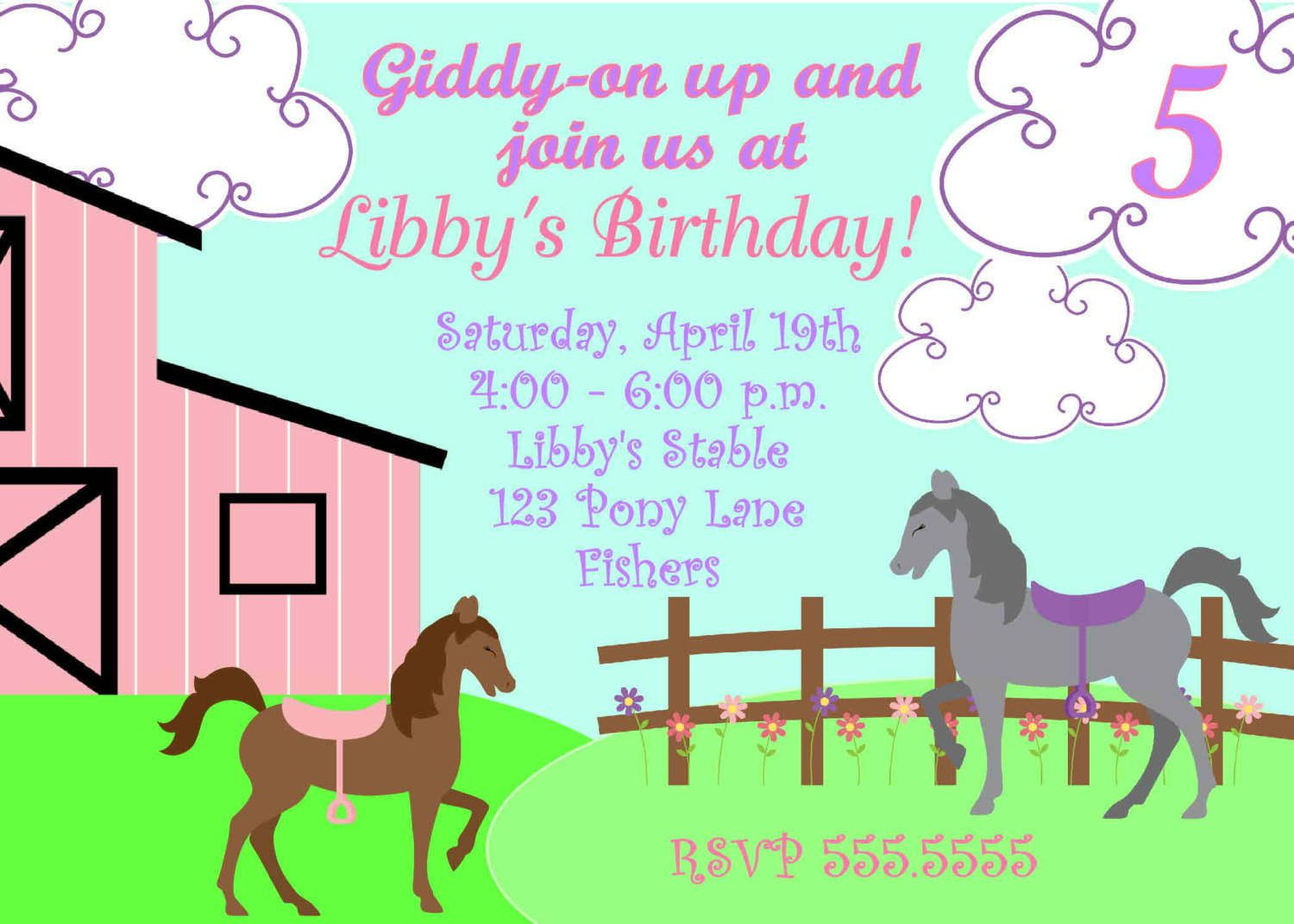 Horse Invitations Birthday Party
 free printable horse party invites