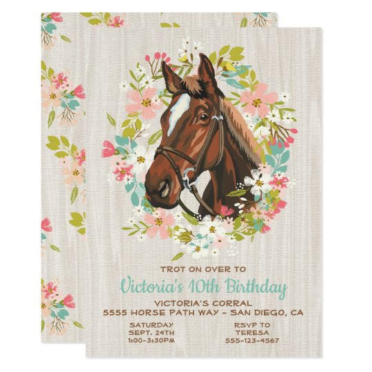 Horse Invitations Birthday Party
 Rustic Wreath Horse Birthday Party Invitation