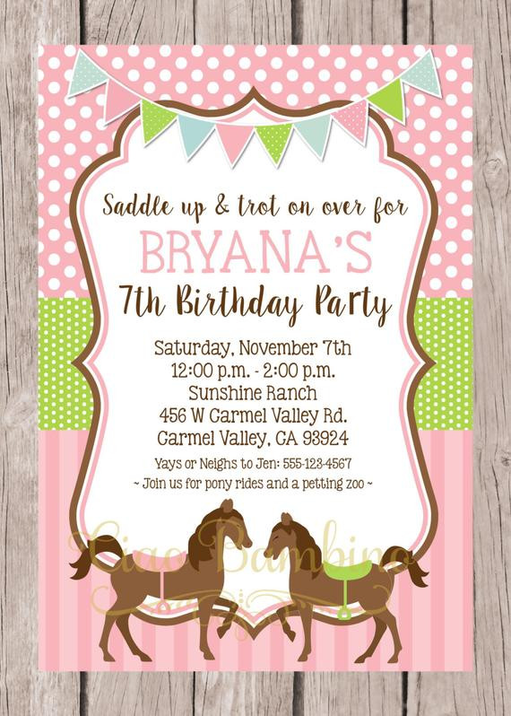 Horse Invitations Birthday Party
 PRINTABLE Horse Birthday Party Invitation Pony Invitation
