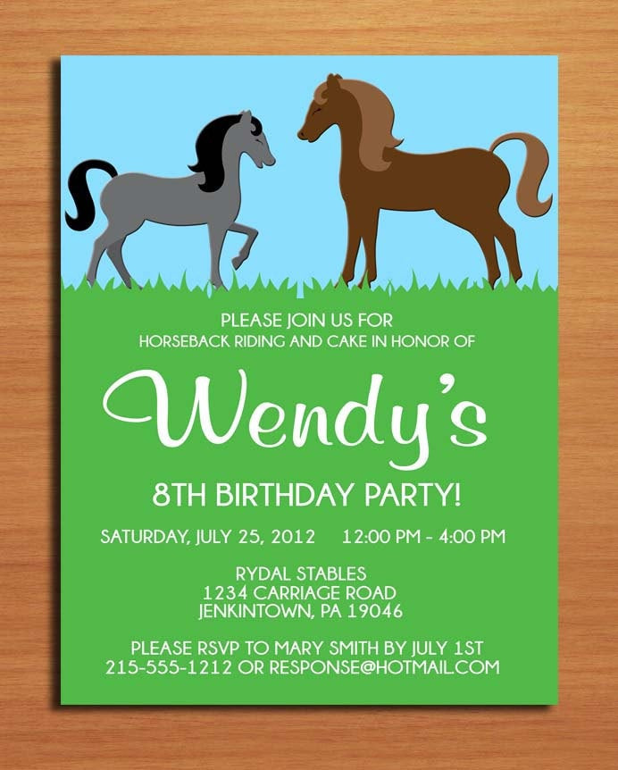 Horse Invitations Birthday Party
 Horse Pony Birthday Party Invitation Cards PRINTABLE DIY