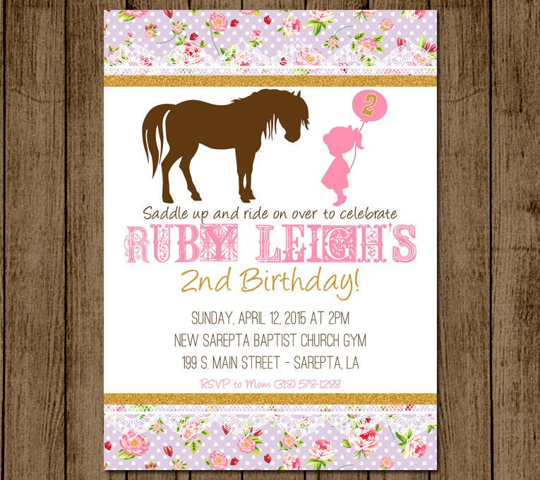 Horse Invitations Birthday Party
 Horse Birthday Invitation Pony Invitation Girl Birthday