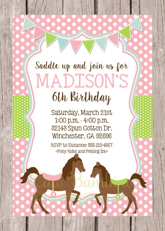 Horse Invitations Birthday Party
 PRINTABLE Horse Birthday Party Invitation Pony by