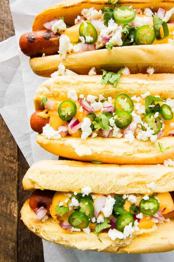 Hot Dogs Gourmet
 Cheesy Mexican Gourmet Hot Dogs • The Wicked Noodle