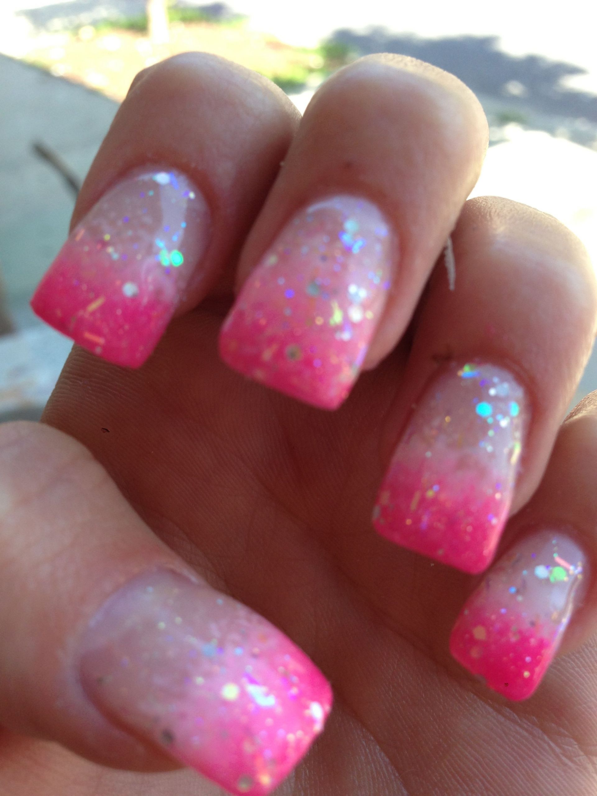 Hot Pink Glitter Nails
 Glitter Hot Pink Ombre Nails NailsTip