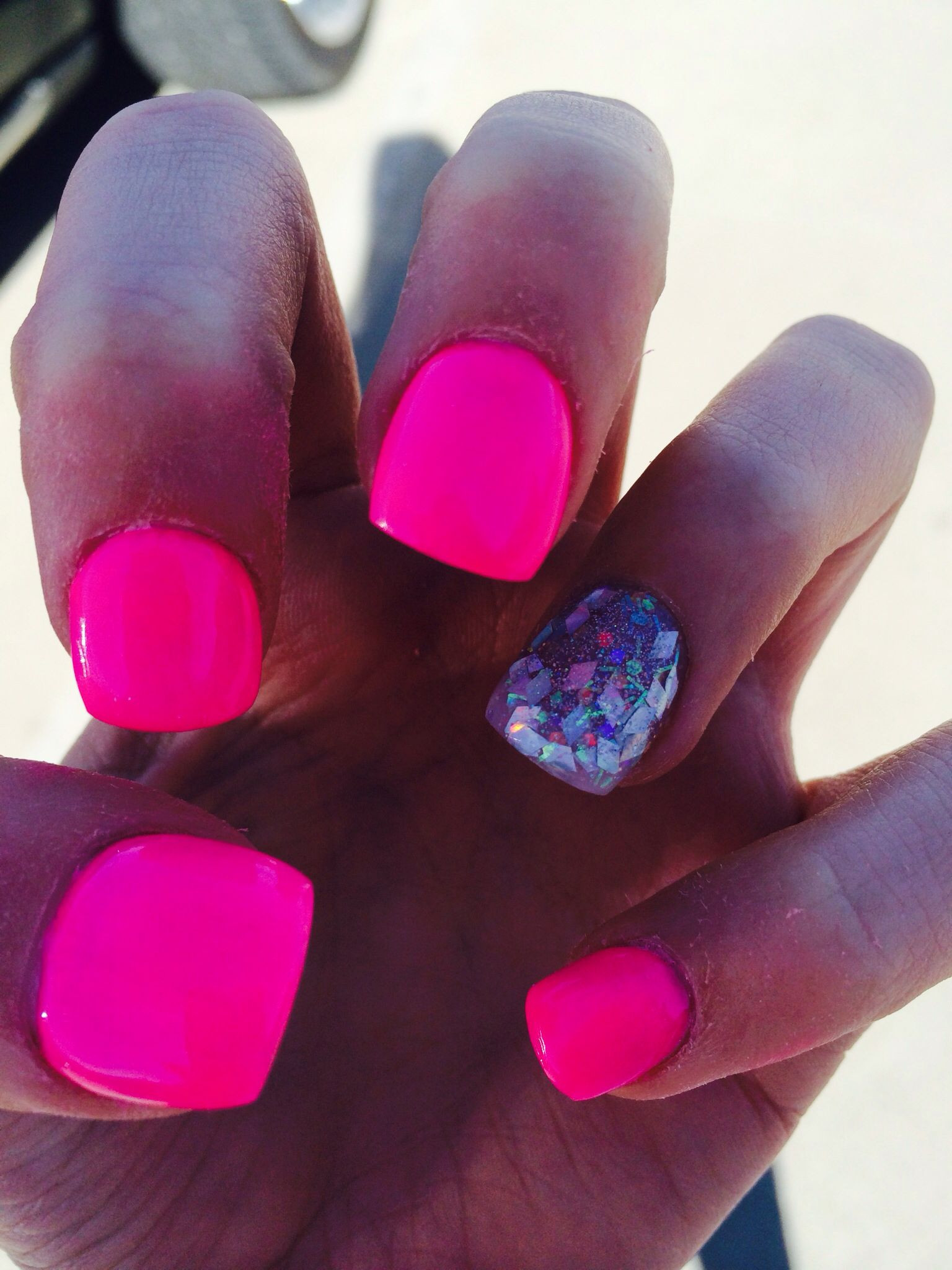 Hot Pink Glitter Nails
 Pin on Nails