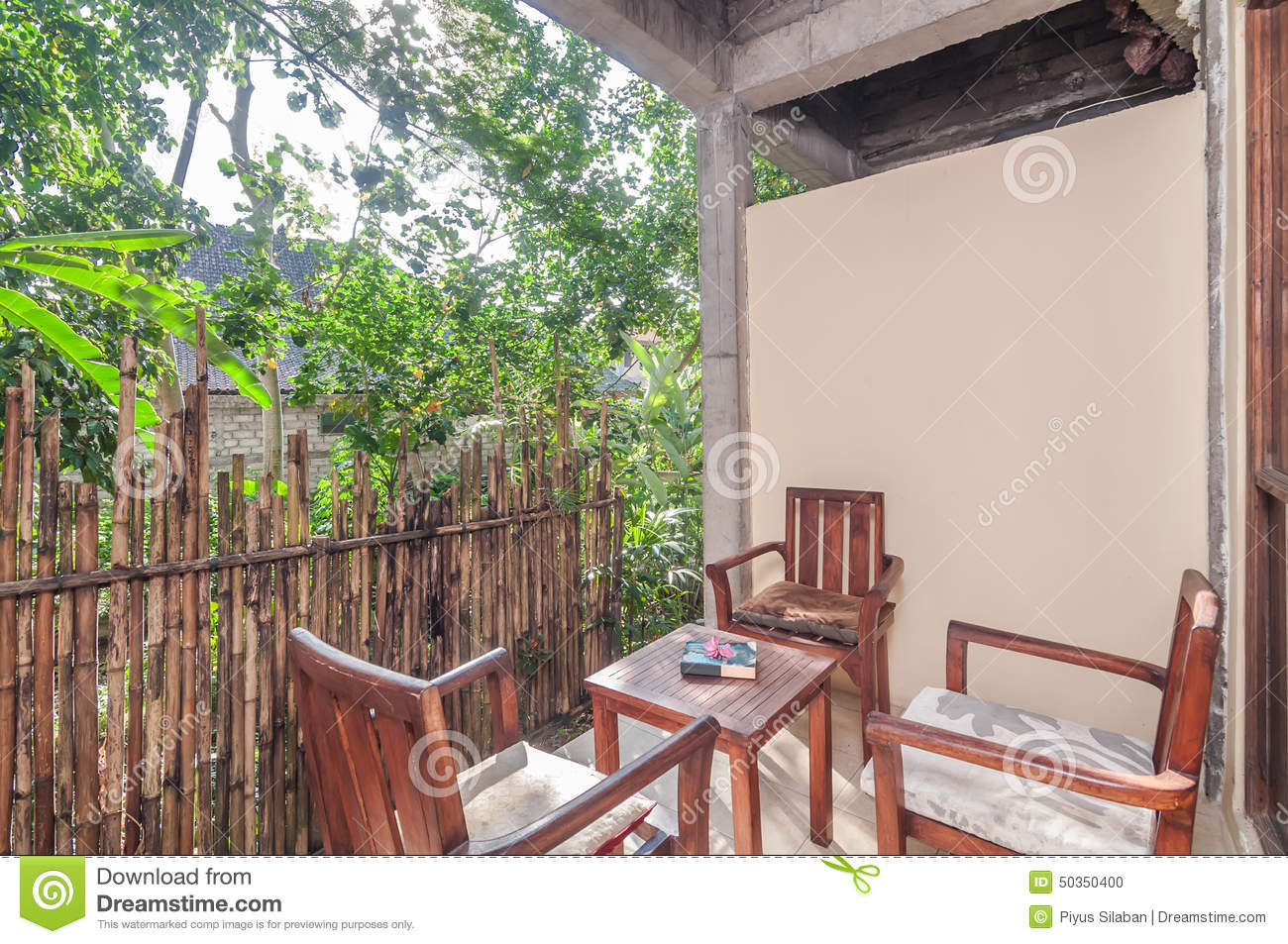 Hotel Terrace Landscape
 Beautiful Terrace Garden Villa Hotel Stock Image