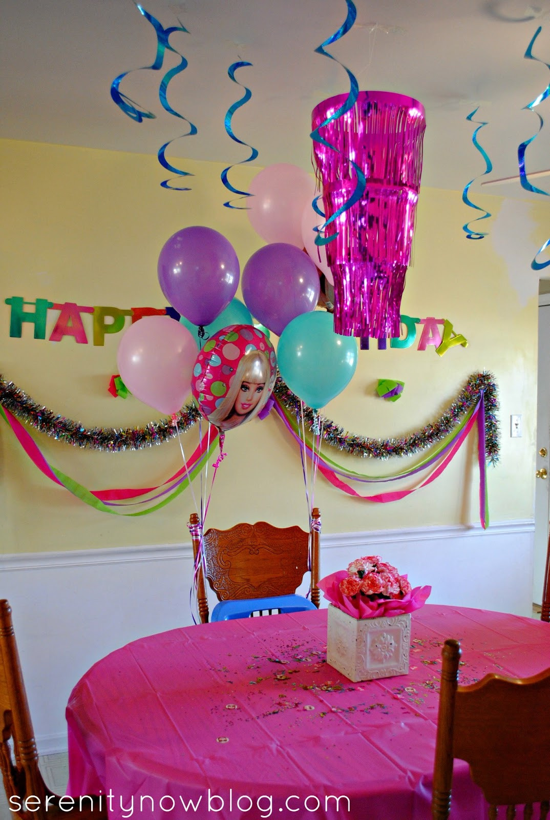 How To Decorate Birthday Party At Home
 Serenity Now Throw a Barbie Birthday Party at Home