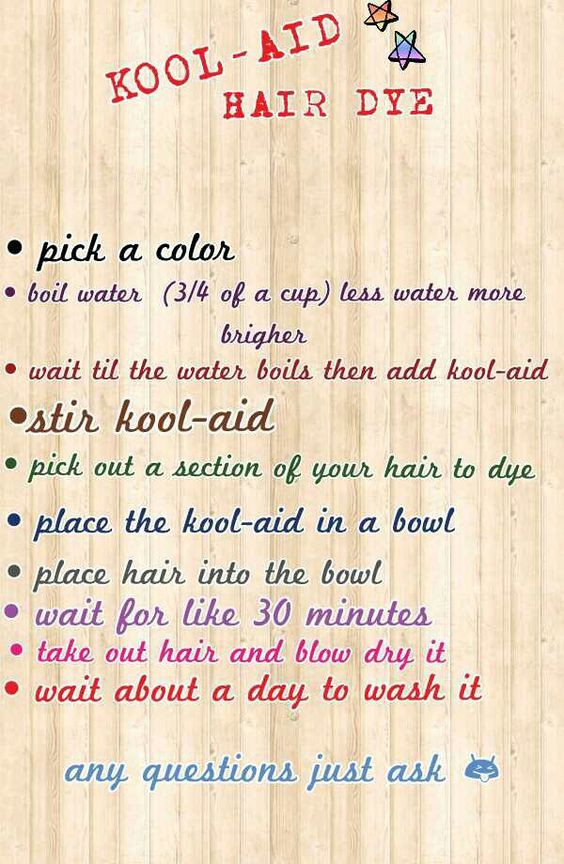 How To DIY Your Hair With Kool Aid
 Hair dye Dyes and Hair on Pinterest