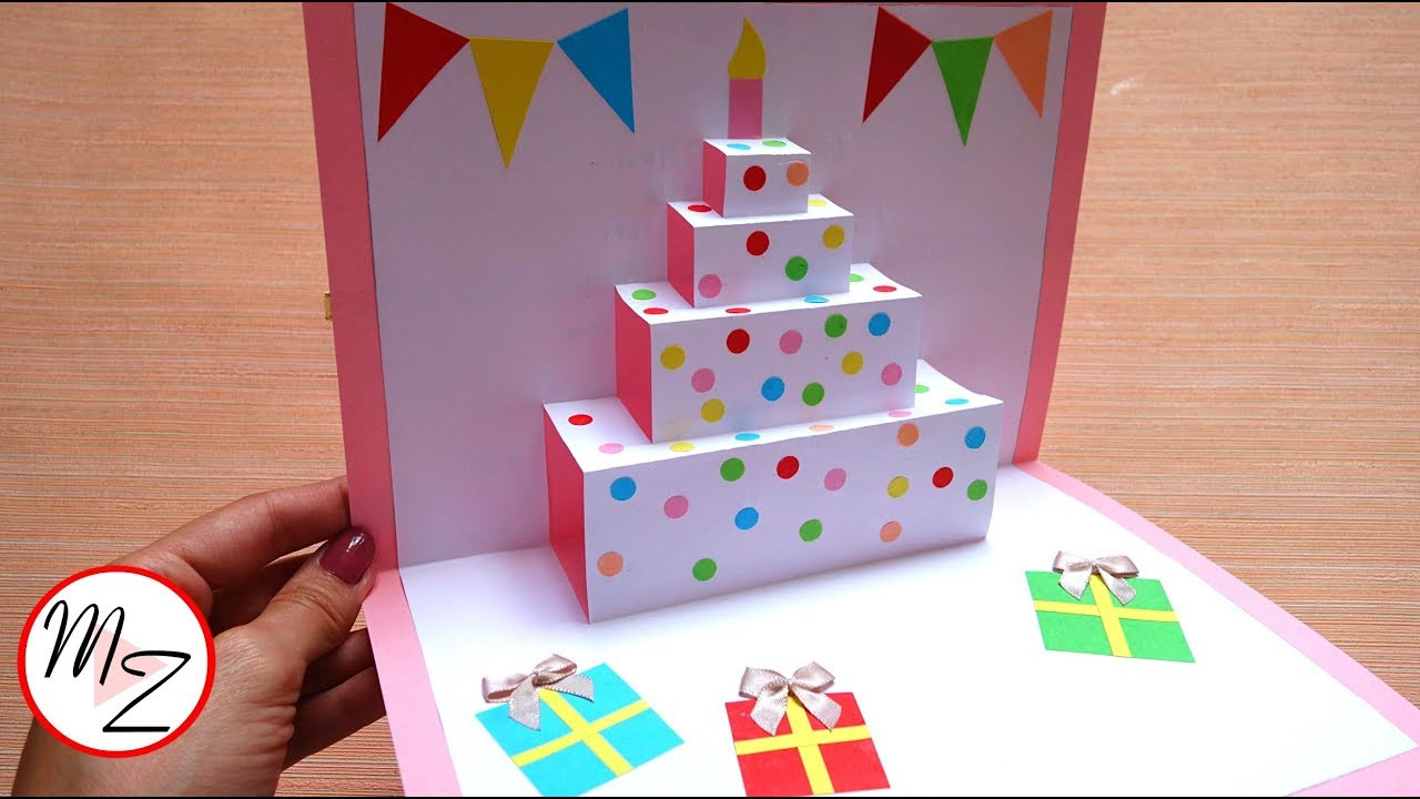 How To Make A Pop Up Birthday Card
 DIY cake pop up card for birthday Easy 3D cards DIY