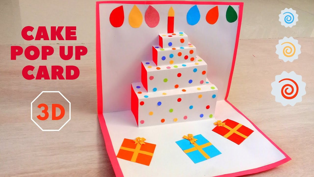 How To Make A Pop Up Birthday Card
 DIY Easy 3D Cake Pop Up Card