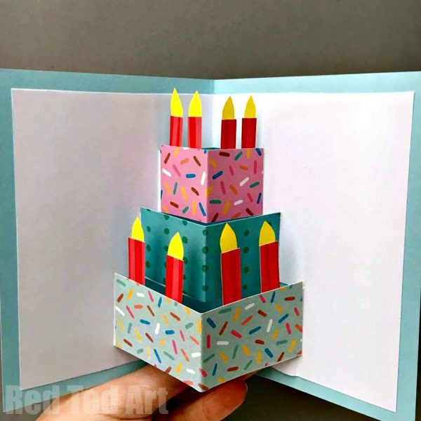 How To Make A Pop Up Birthday Card
 Easy Pop Up Birthday Card DIY Red Ted Art Make