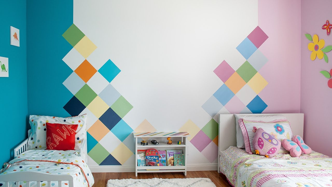 How To Paint Kids Room
 How to paint a geometric colorful accent wall for a Kids