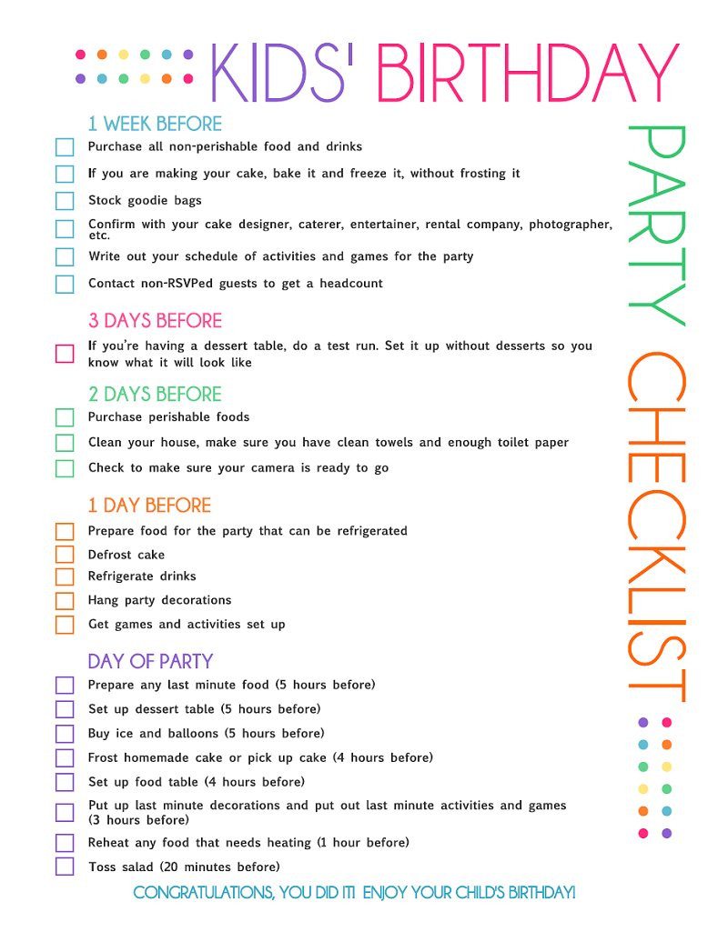 How To Plan A Kids Birthday Party
 FREE Printable Kids Party Planning Checklist