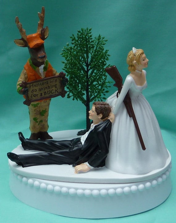 Hunting Themed Wedding Cake Toppers
 Wedding Cake Topper Humorous Deer Hunter Camo Hunting by