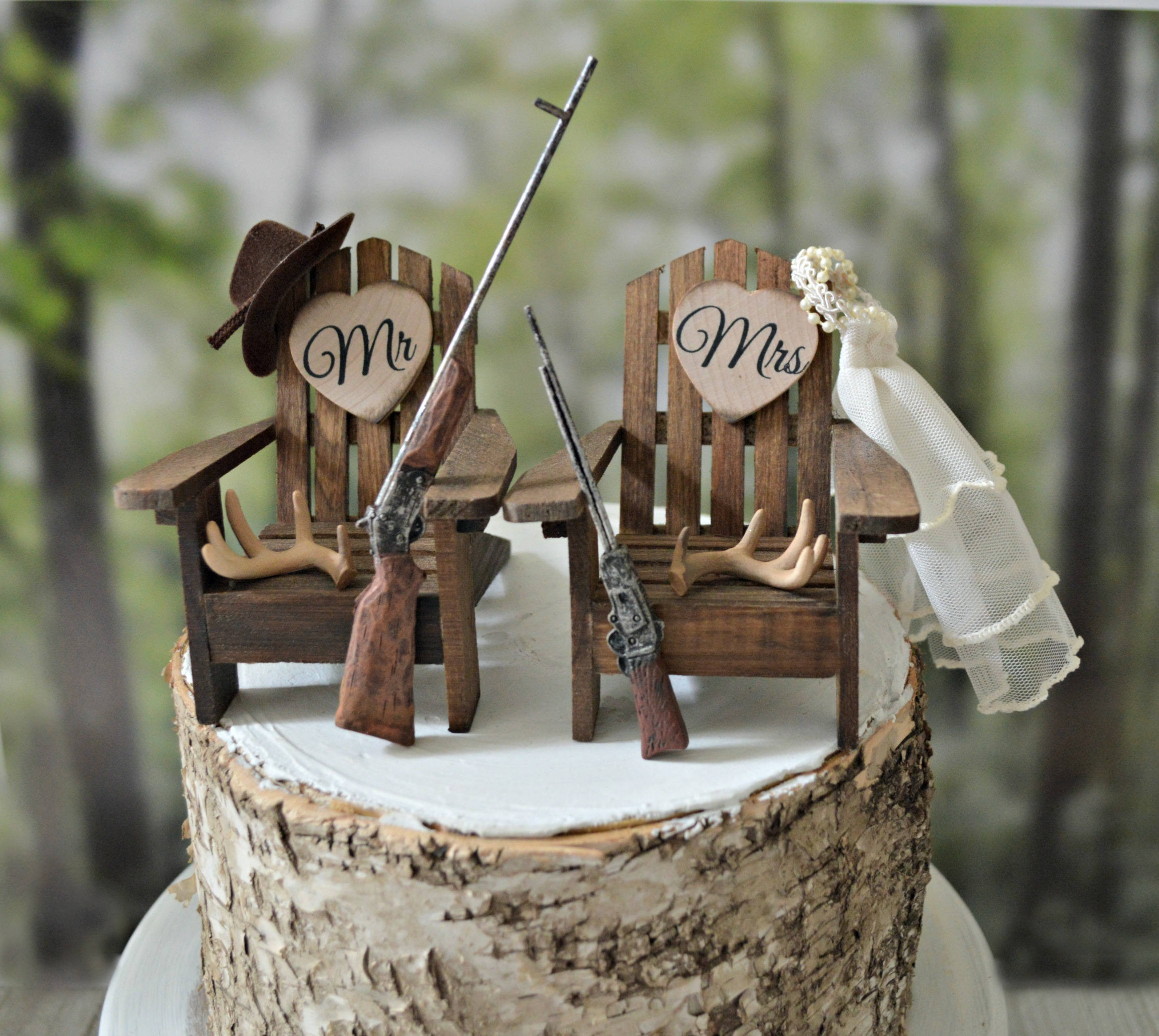 Hunting Themed Wedding Cake Toppers
 Hunting themed wedding cake topper bride groom hunters