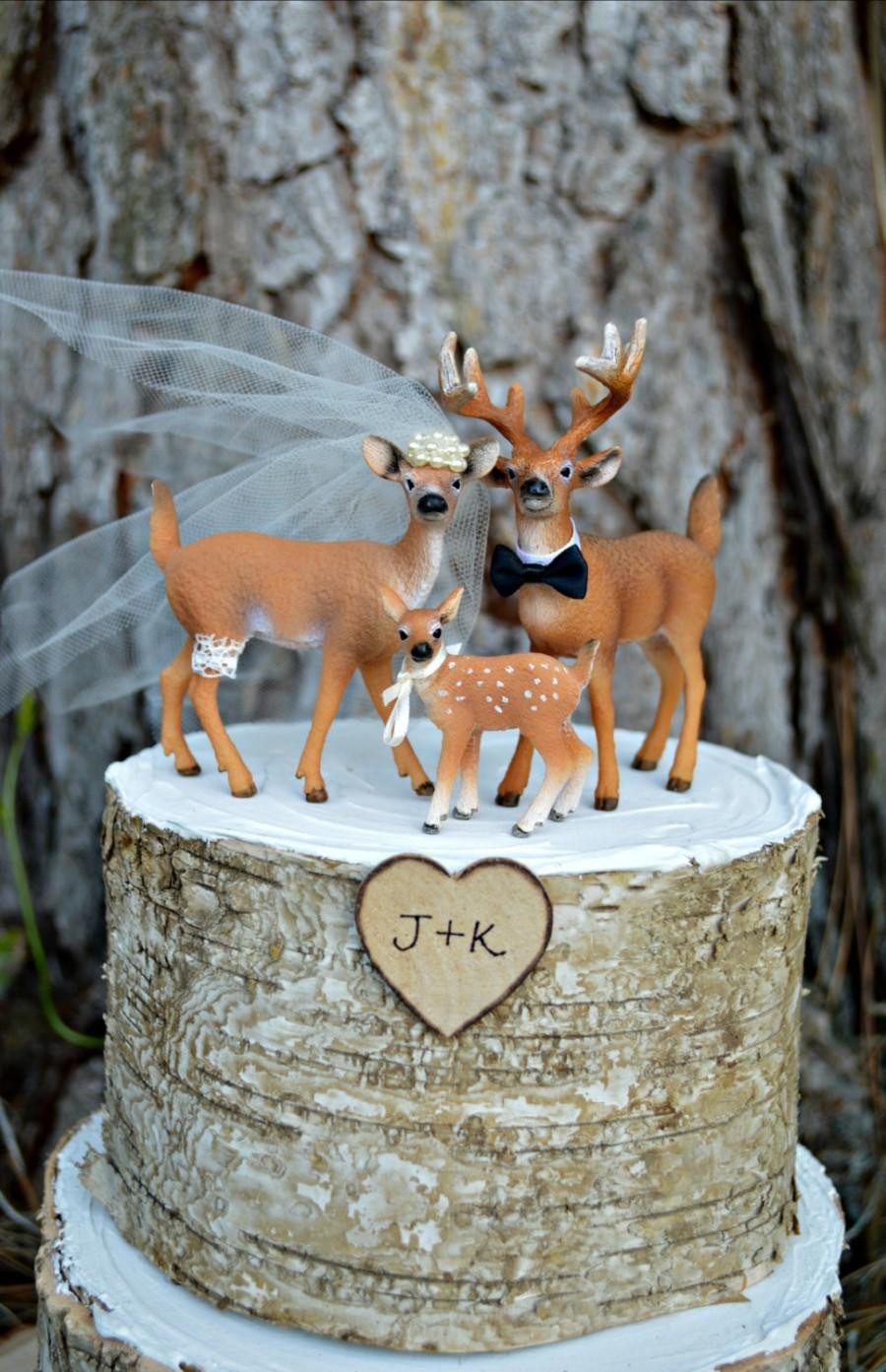 Hunting Themed Wedding Cake Toppers
 Deer Family Wedding Cake Topper Camouflage buck doe family