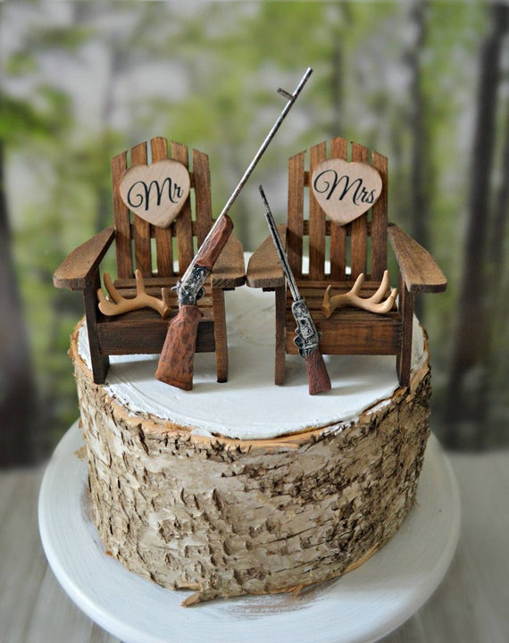 Hunting Themed Wedding Cake Toppers
 Hunting themed wedding cake topper bride groom hunters