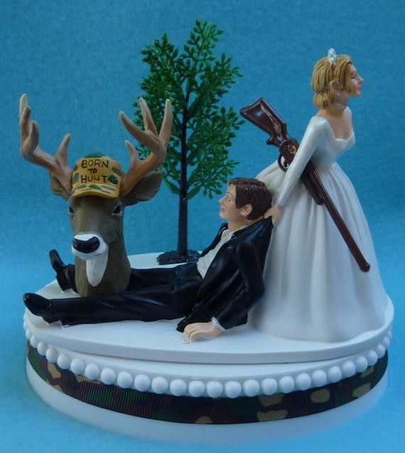 Hunting Themed Wedding Cake Toppers
 Wedding Cake Topper Deer Hunter Hunting Gun Themed Camo w