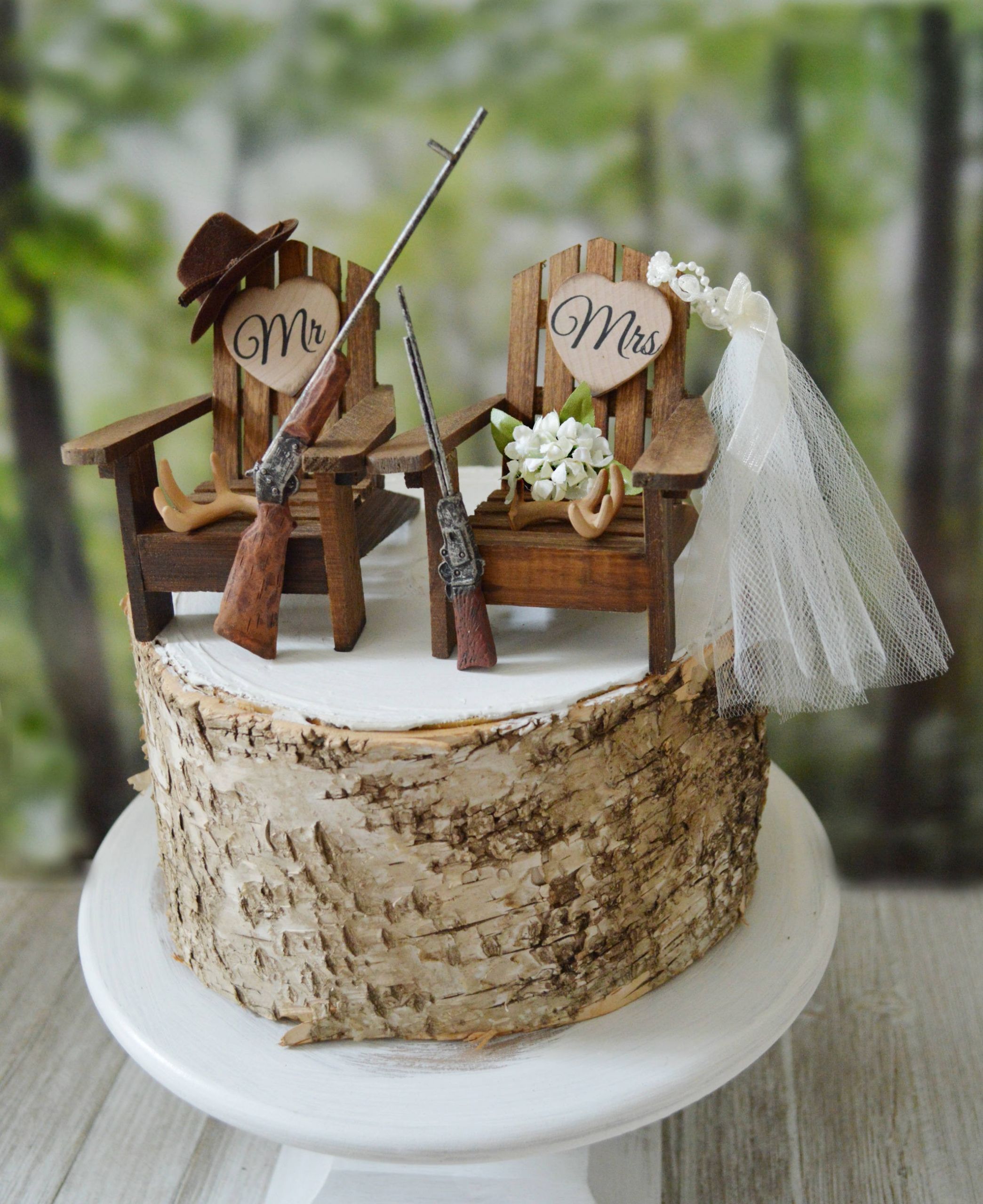 Hunting Themed Wedding Cake Toppers
 Hunting themed wedding cake topper antler shot guns rifle