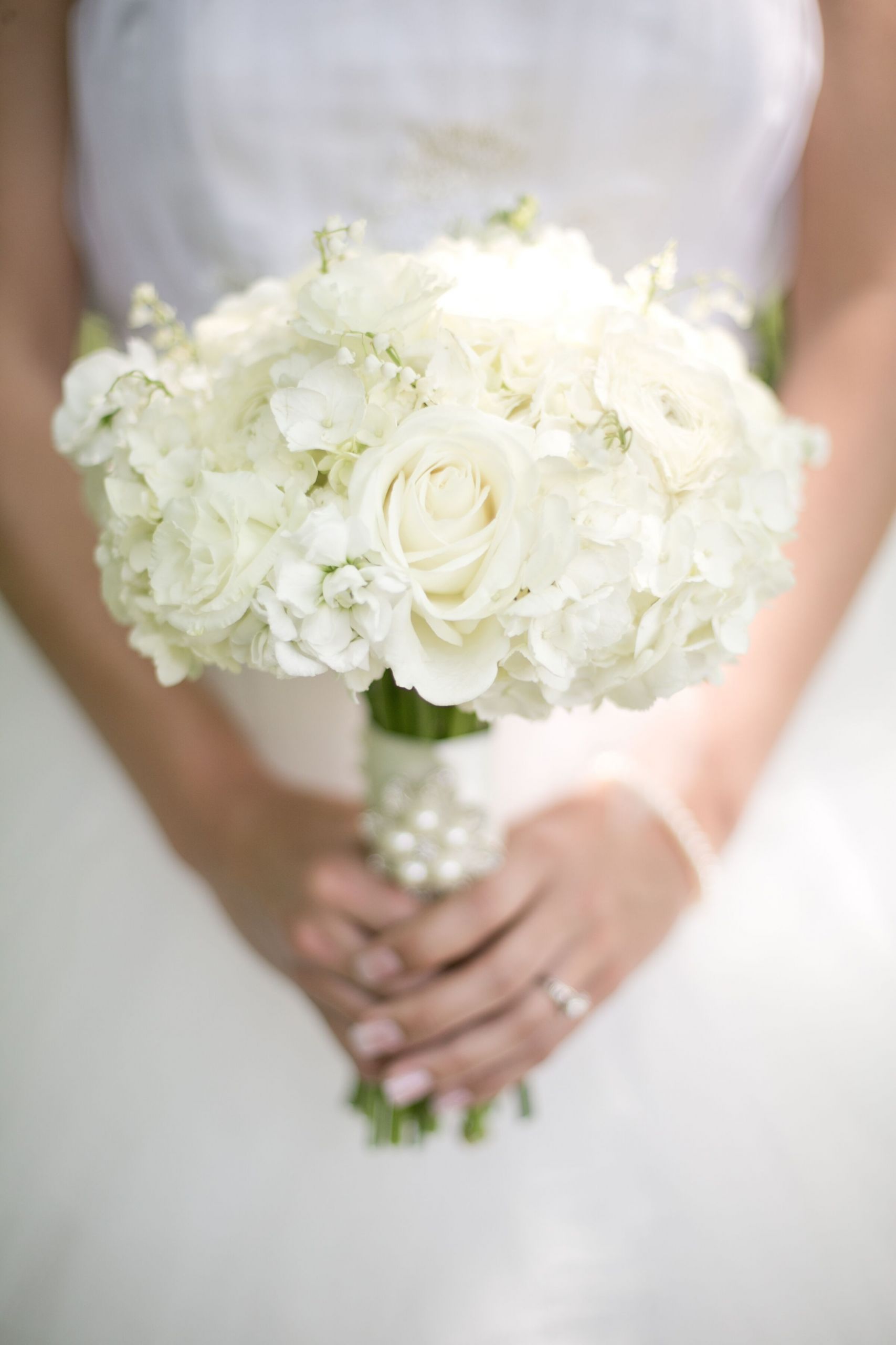 Hydrangea Wedding Flowers
 Classic White Hydrangea White Rose Wedding Bouquet