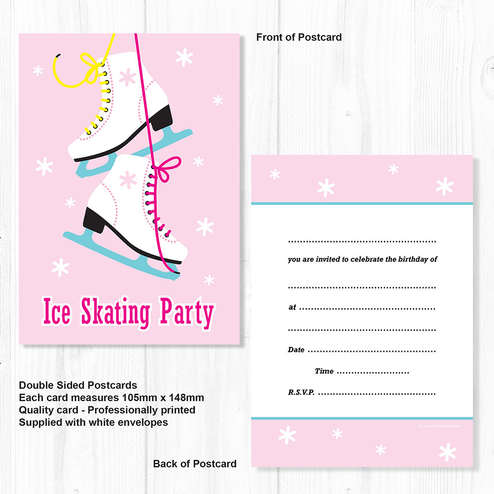 Ice Skating Birthday Party Invitations
 Ice Skating Party Invitations Kids Birthday Invites A6