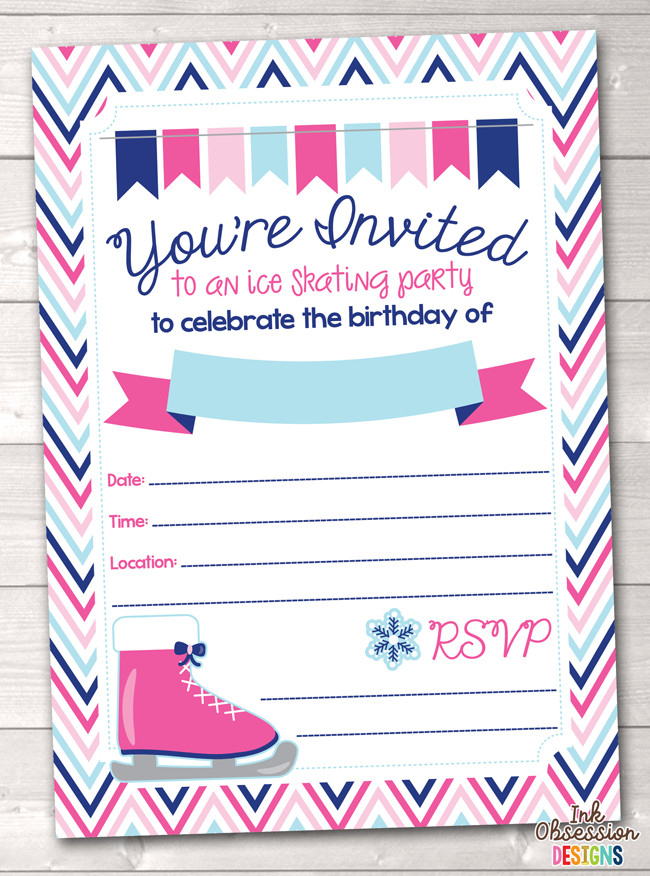 Ice Skating Birthday Party Invitations
 Pink Ice Skating Party Printable Birthday Party Invitation