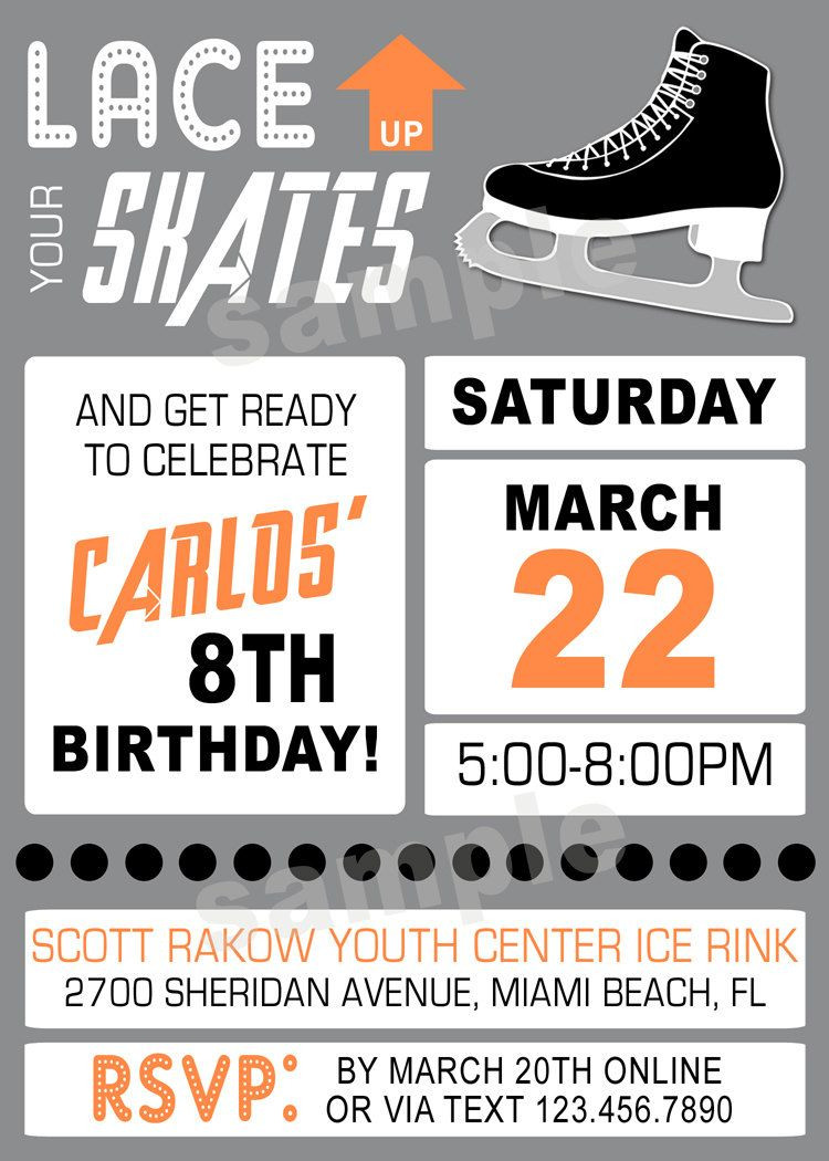 Ice Skating Birthday Party Invitations
 Boy Ice Skating Printable Birthday Party Invitation DIY