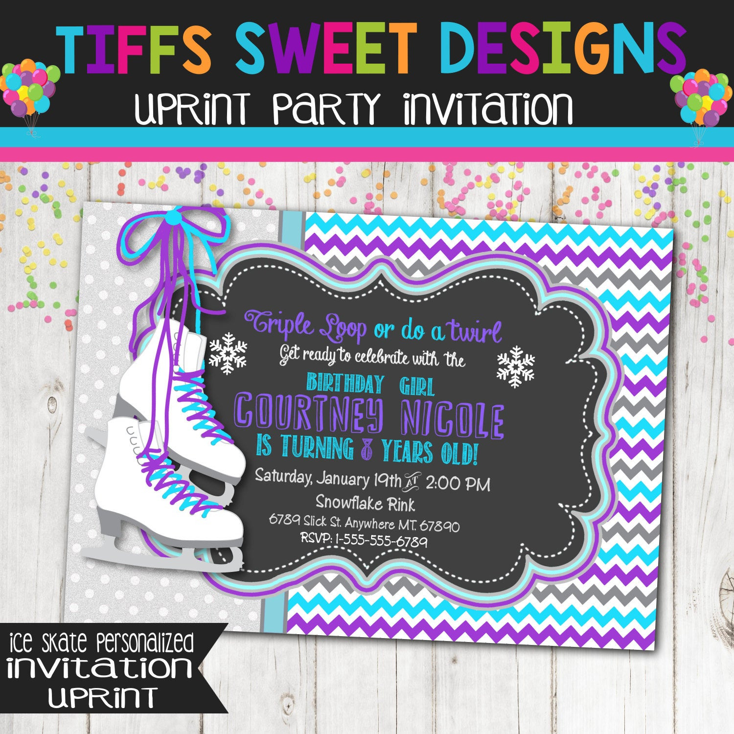 Ice Skating Birthday Party Invitations
 Ice Skate Invitation Ice Skating Party by TiffsSweetDesigns