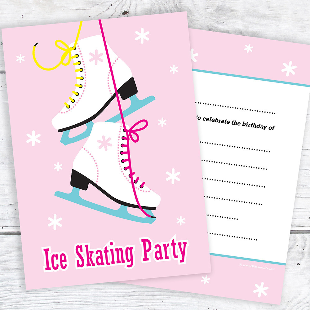 Ice Skating Birthday Party Invitations
 Ice Skating Party Invitations Kids Birthday Invites A6