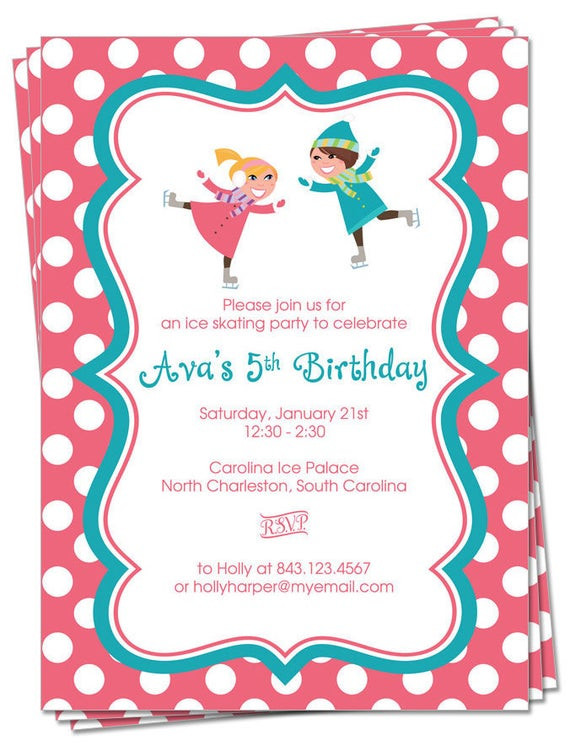 Ice Skating Birthday Party Invitations
 Items similar to PRINTABLE Ice Skating Party Invitation