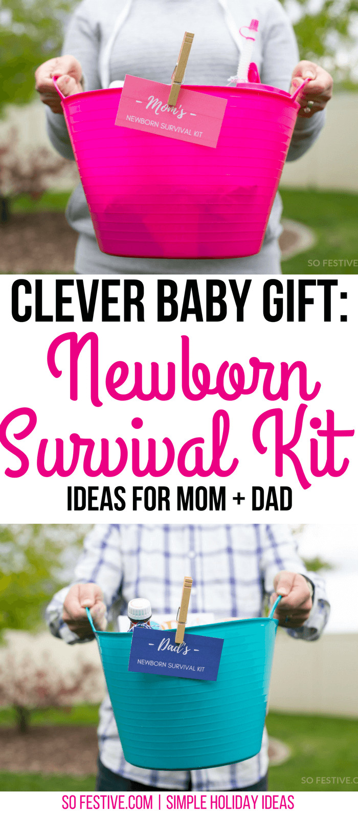 Ideas For New Baby Gift
 Newborn Survival Kit Baby Gift For Parents So Festive