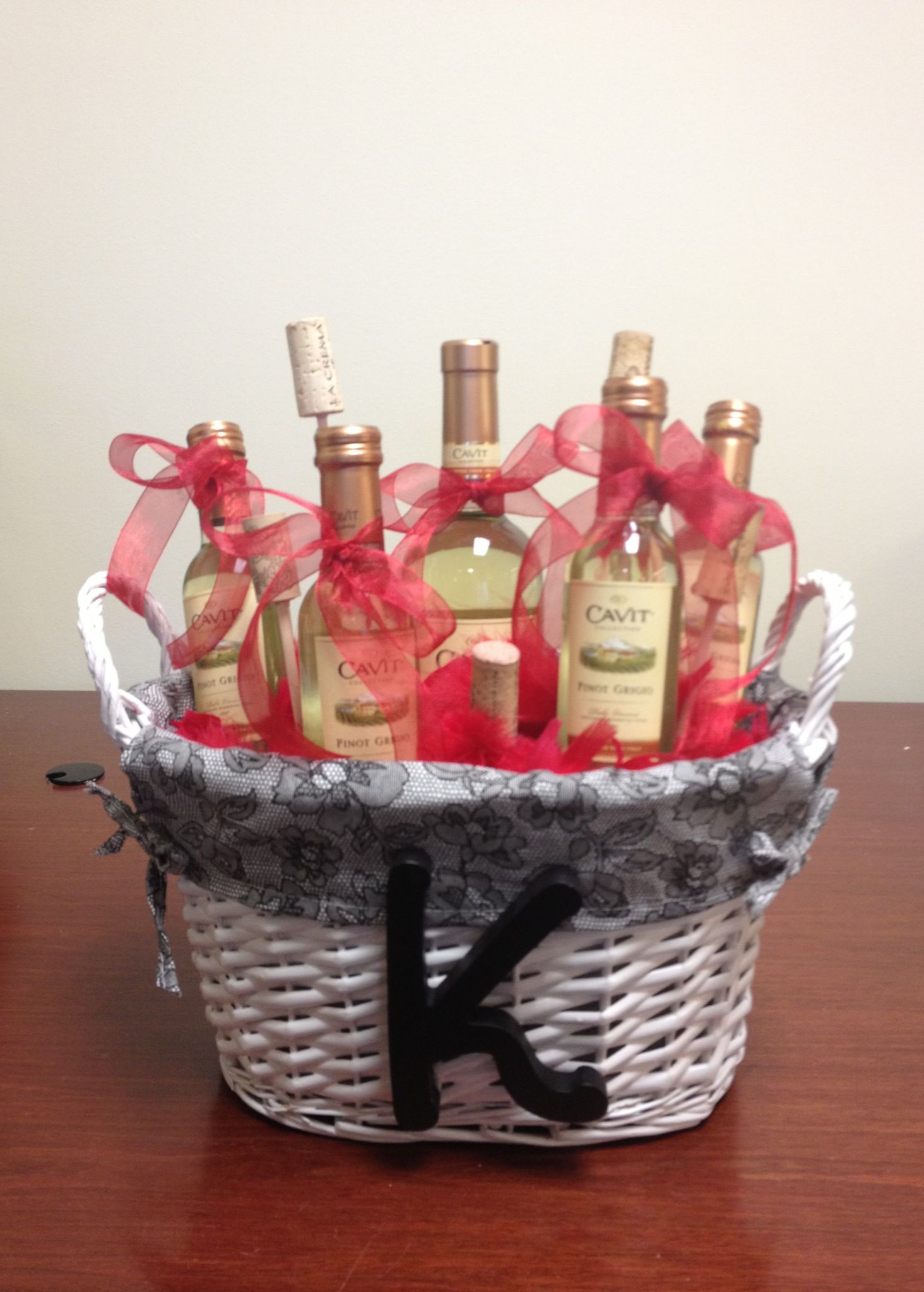 Ideas For Wine Gift Baskets
 Wine t basket Made it for my friend