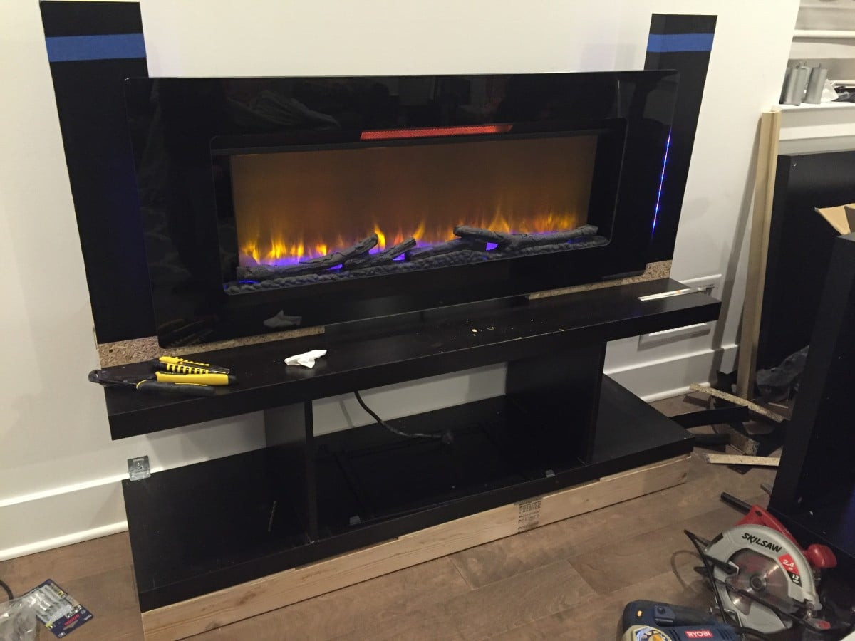 Ikea Electric Fireplace
 Custom built in fireplace surround with mantel IKEA Hackers