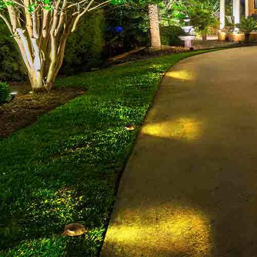 In Ground Landscape Lighting
 Pathway Well Light with Tri directional Brass Cover