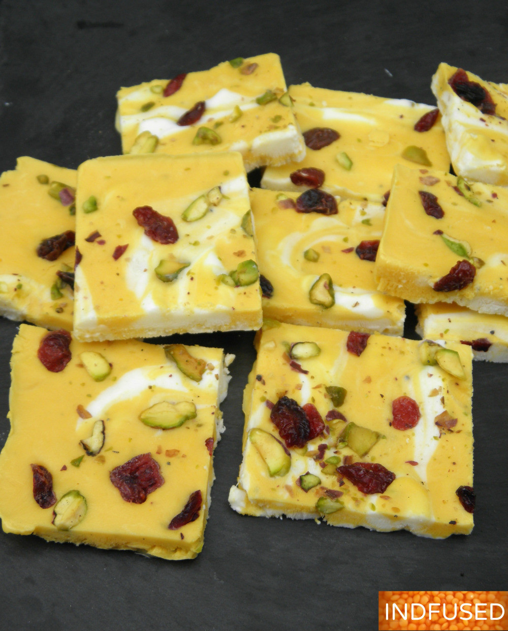 Indian Fusion Recipes
 Aamrakhand Fro Yo Bark Style – Indian and Indian Fusion