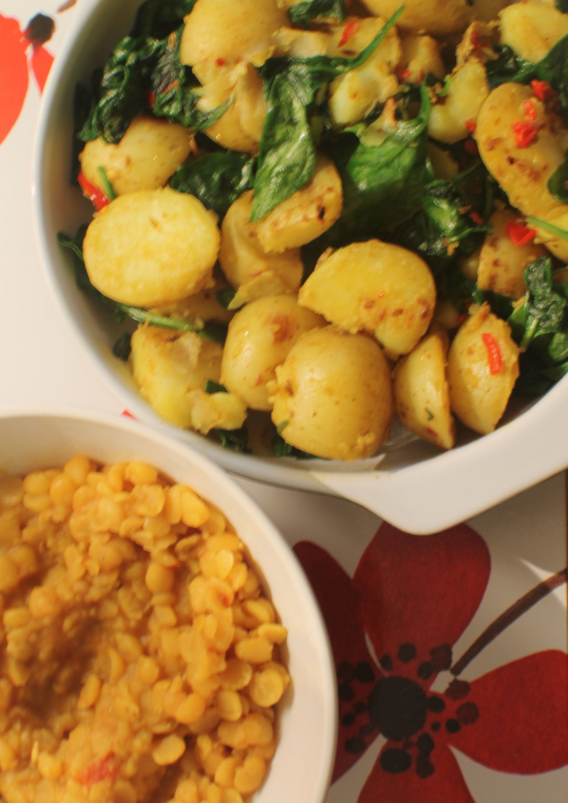 Indian Main Dishes
 Indian Spiced Dal and Sag Aloo for SundaySupper