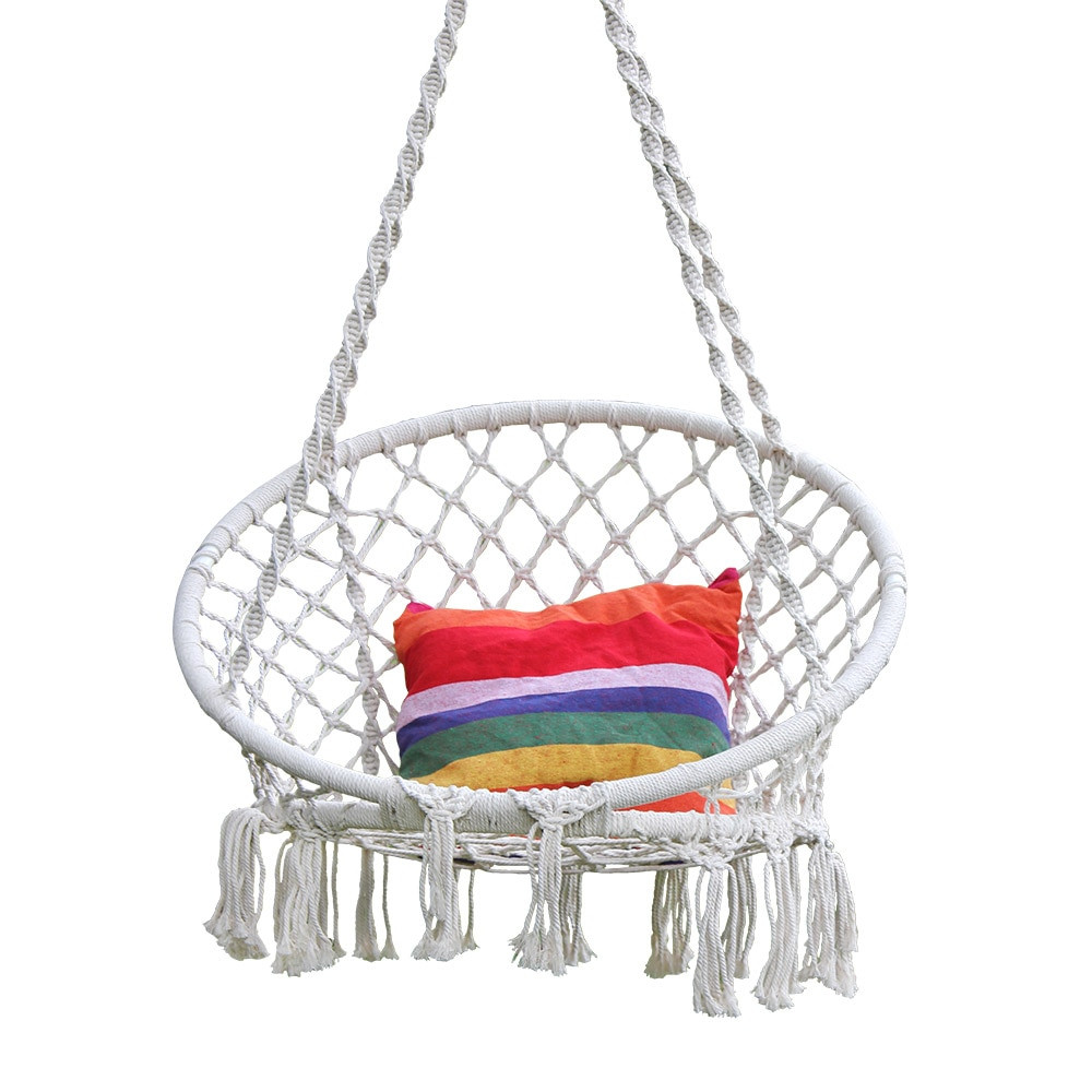 Indoor Swing Chair For Kids
 Cotton Rope Hammock Chair Swing For Kids Hand Knitting