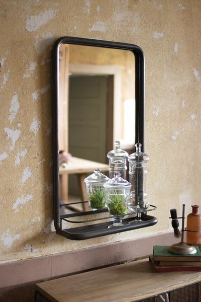 Industrial Bathroom Mirror
 Metal Frame Pharmacy Mirror With Shelf Industrial by