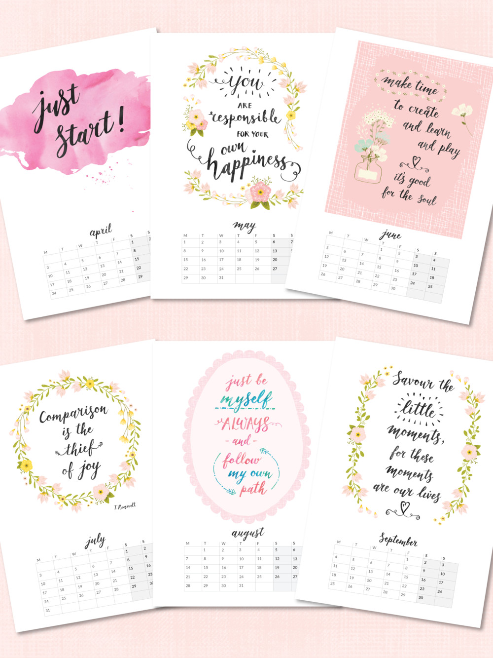 Inspirational Quote Calendar
 Printable 2017 Calendars now in my Etsy shop — Beautiful