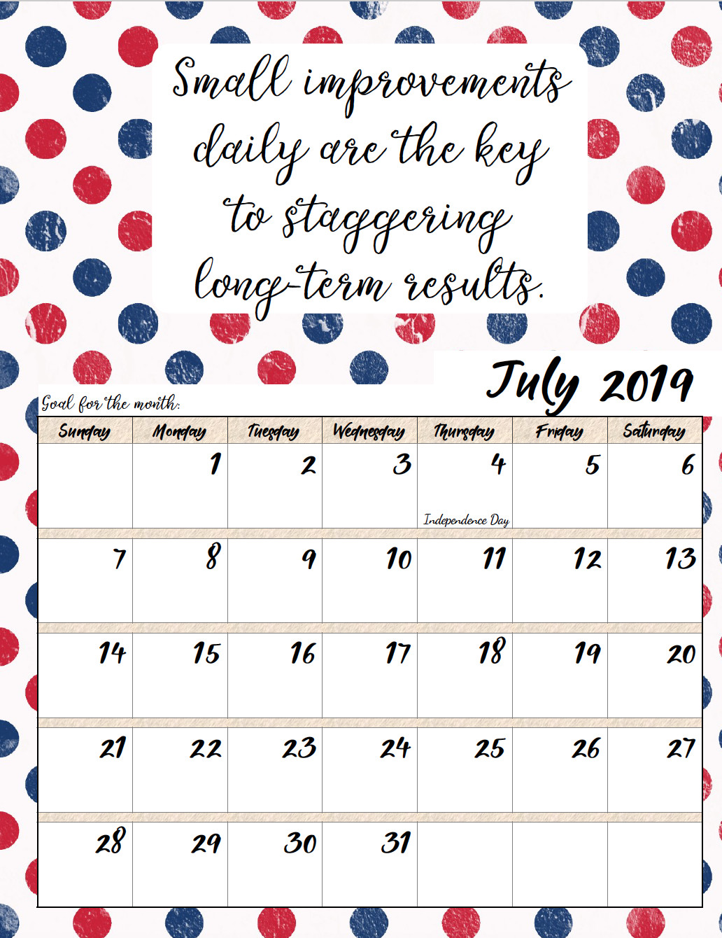 Inspirational Quote Calendar
 Free Printable 2019 Monthly Motivational Calendars