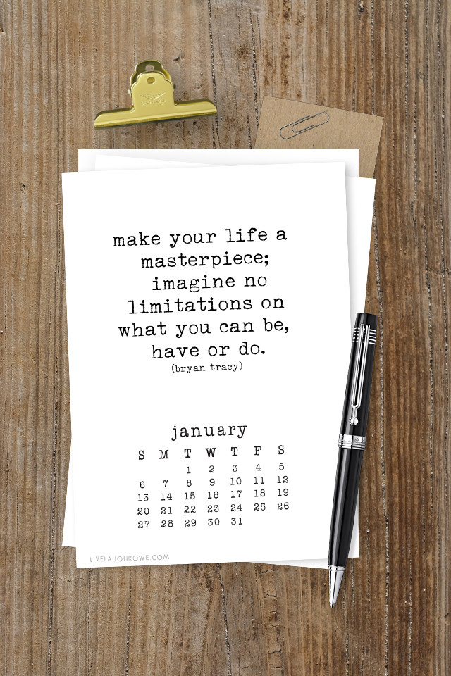 Inspirational Quote Calendar
 Free Printable Calendar with Inspirational Quotes that are